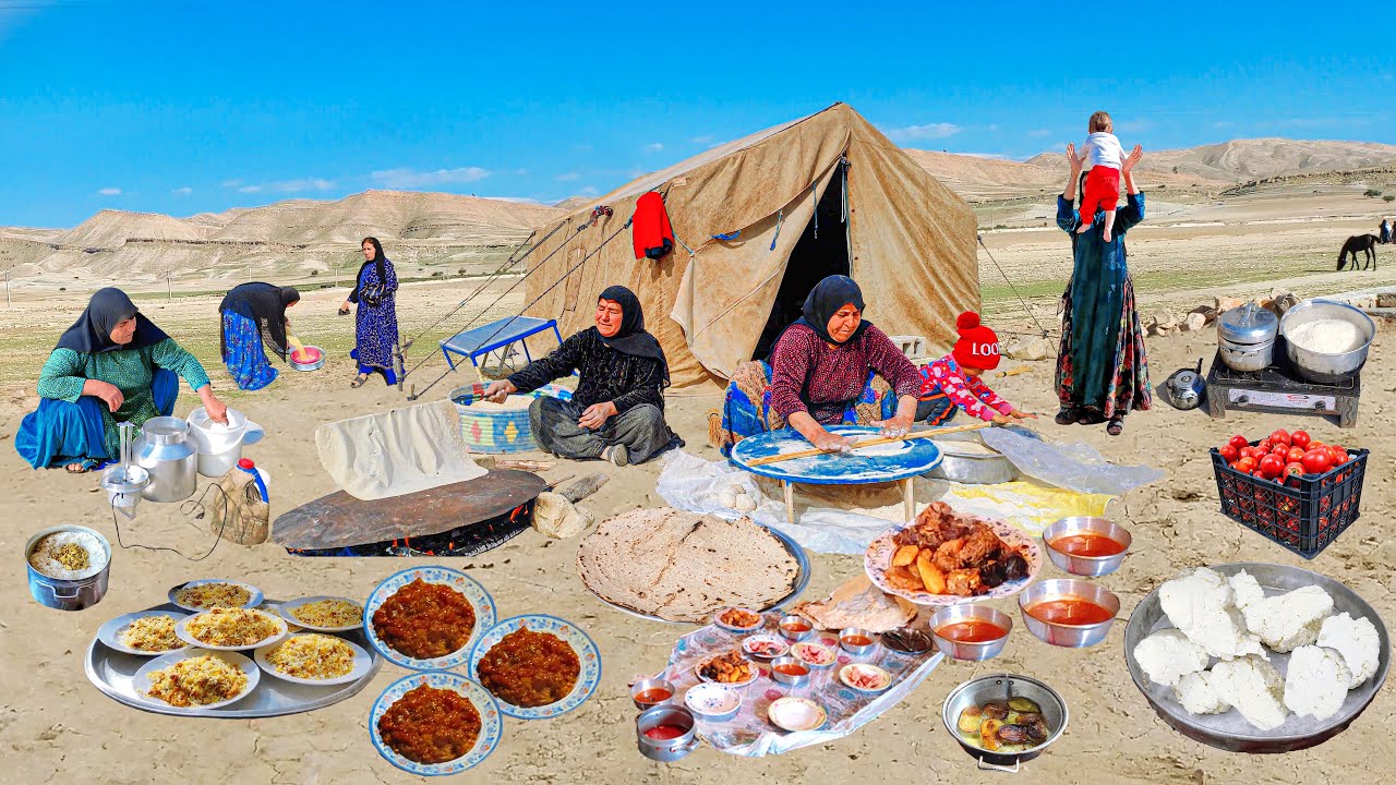 Mix Of IRAN Rural Dish from Organic chicken, Eggplant Tomato, Macaroni, Butter To two type Bread 2K