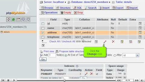 How to modify fields in database tables with phpMyAdmin by VodaHost web hosting