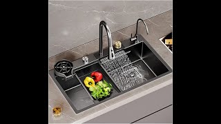 Unboxing fregadero cascada Inlet Kitchen Sink Faucet Integrated Large Single Stainless