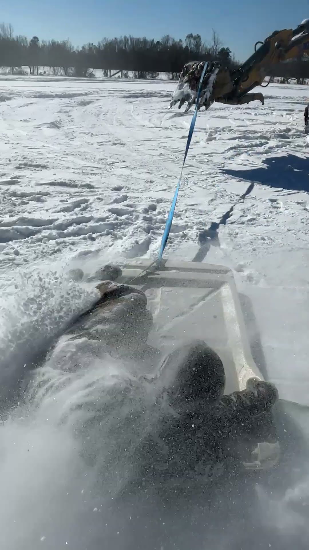 Snow Revelers Craft Makeshift Ride With An Excavator And Cart Top || ViralHog