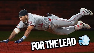 WOW 😲 Daylen Lile turns on the jets in extras with an INSIDE-THE-PARK HOME RUN for the Nationals 💨