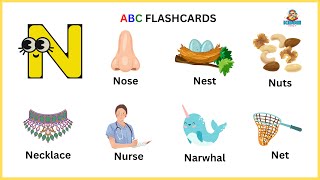ABC Flashcards for Toddlers | Babies First Words & ABCD Alphabets for Kids | Letter N