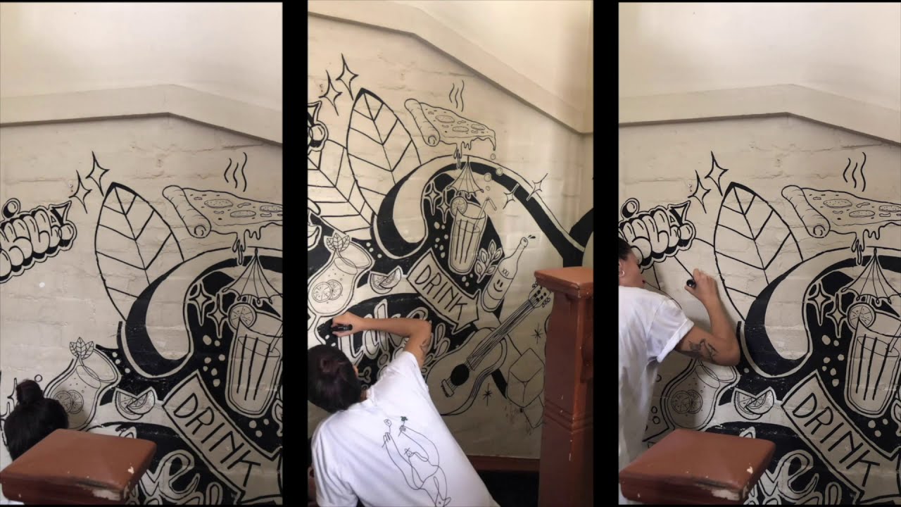 Quick mural wall process with Posca pens