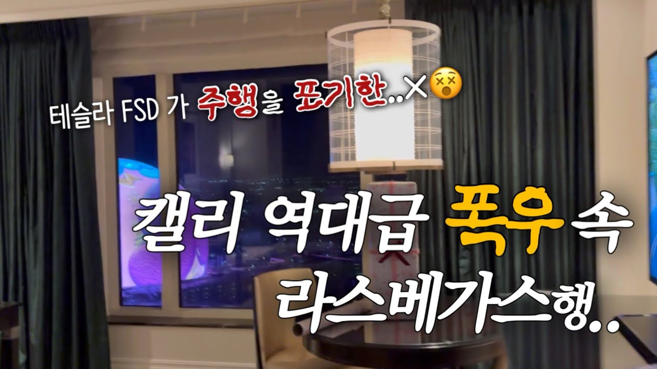 🇺🇸미국 일상- 라스베가스에 찾아온 산타, 캘리포니아 폭우 속 테슬라는 과연 어떻게 운전할까?