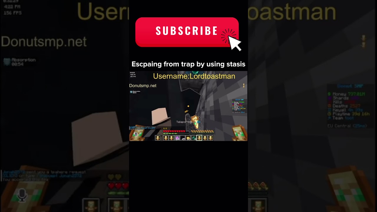 Escaping trap  live on donutsmp using stasis 
