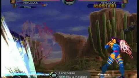 MvC2 Online (360): ShakunohaChaos (Rog/Storm/Psy) vs Brett (MSP) 4 .:10.17.09:.