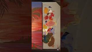 Tropical Sunset Palm Tree Painting - Ocean Reflection Canvas Wall Art