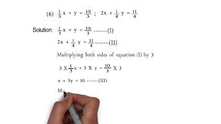 1 3x Y 10 3 And 2x 1 4 Y 11 4 Practice Set 1 1 Q2 6 Linear Equations In Two Variables Youtube