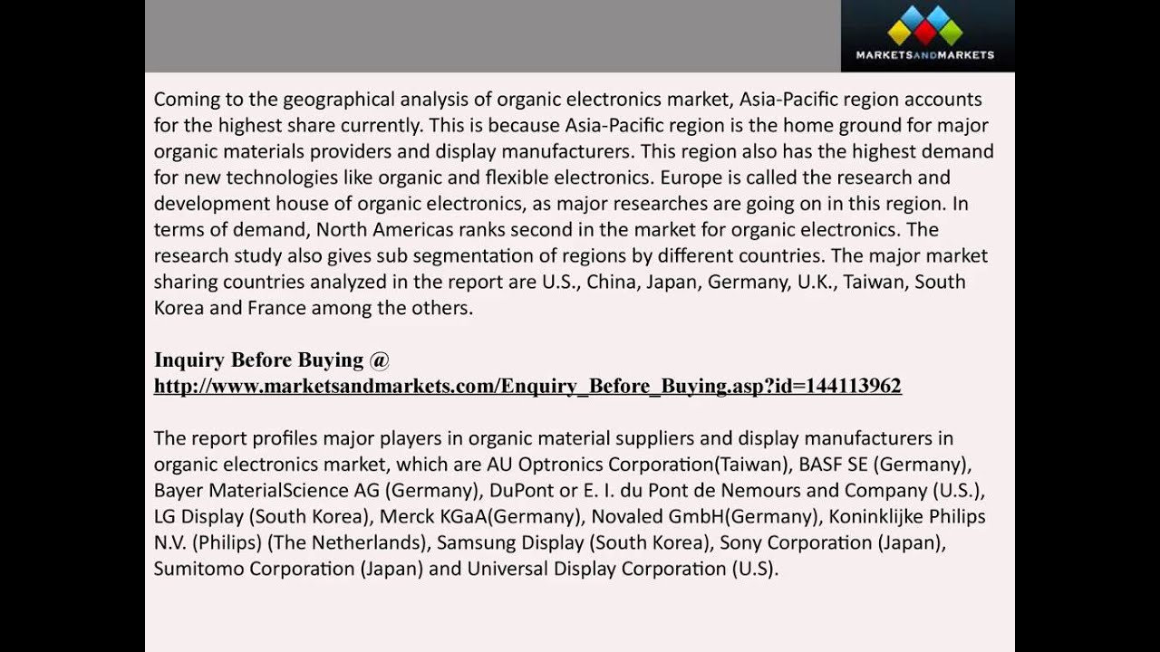 Organic Electronics Market