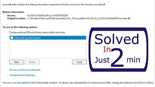 Visual studio 2012 - mscorlib.pdb not loaded Solved in Just 2 minutes
