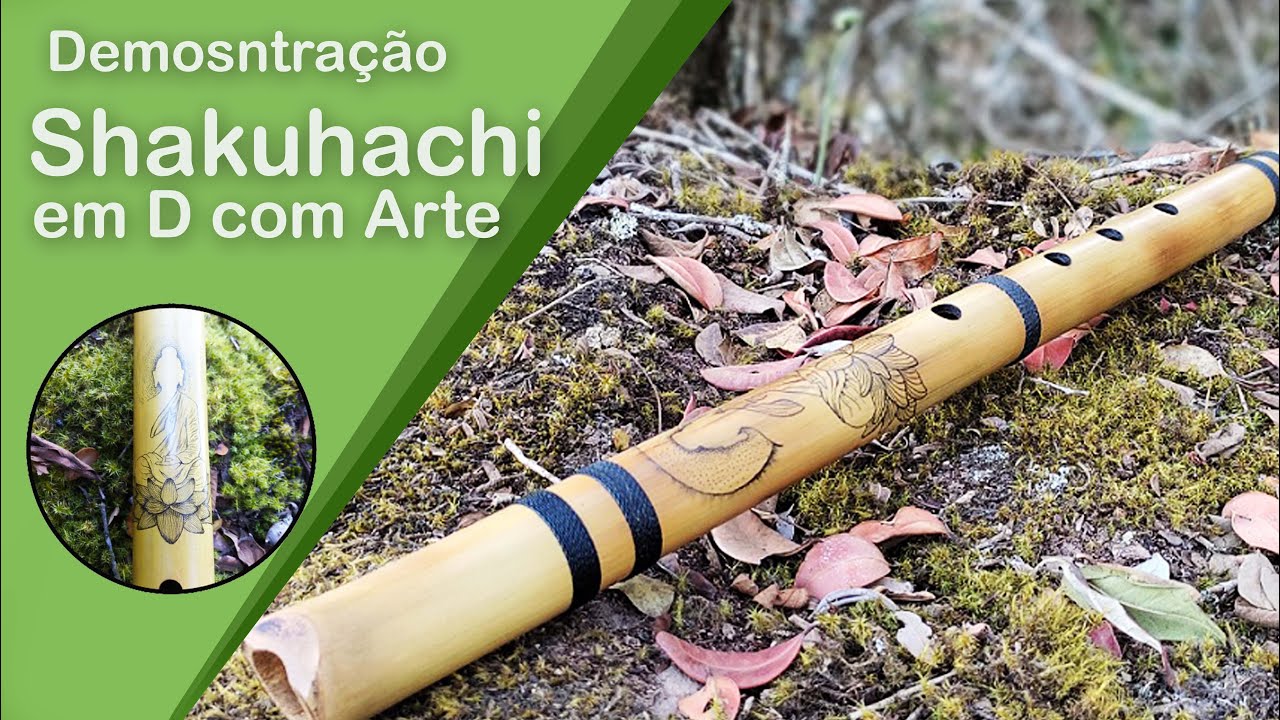 Flauta Shakuhachi Japonesa em D (ré) com arte Buda Musica kojo no