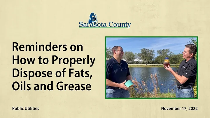 Reminders on How to Properly Dispose of Fats, Oils and Grease