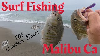 Surf Fishing 3 beaches and catching 2 different species | 805 Custom Baits | Malibu Ca