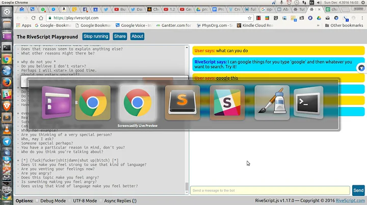 rivescript is a super easy chat bot to get started with a little feedback for bot editor UIs