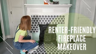 DIY Renter- Friendly Fireplace Makeover 🔥