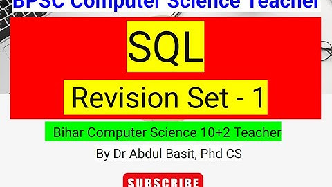 SQL Revision Set -1 | Bpsc computer teacher  syllabus | #biharcomputerteacher #bpsccomputerteacher