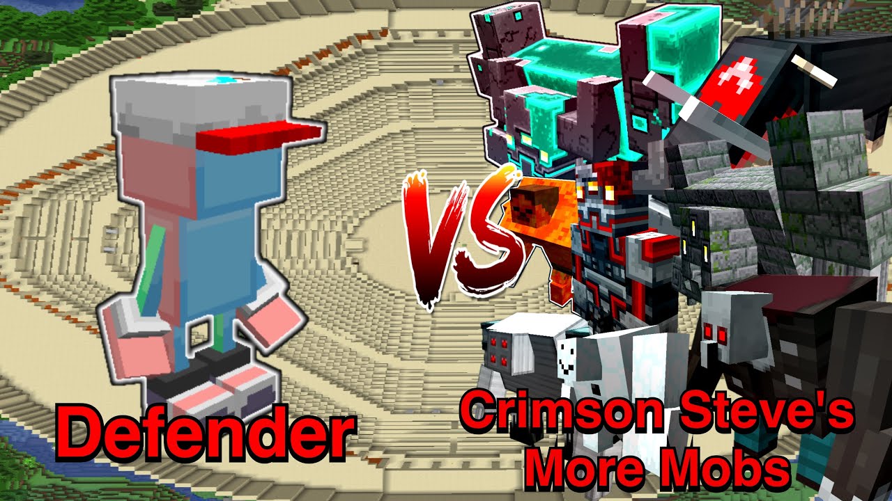 Minecraft |Mobs Battle| Defender VS Crimson Steve's More Mobs - YouTube