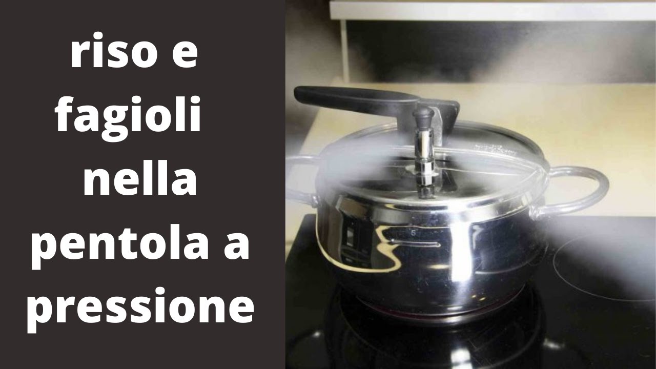 riso e fagioli nella pentola a pressione