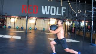 Bear Hug Lunge + Squat w/ Medball