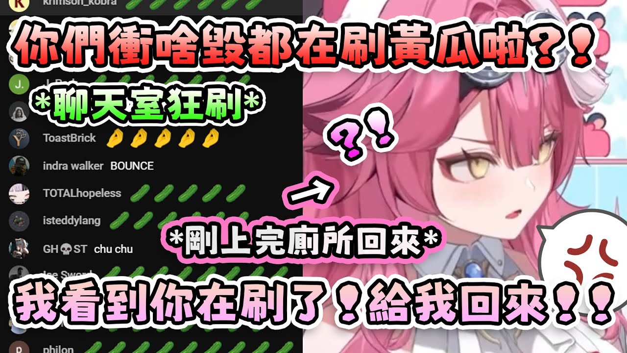 Raora才剛離開去上廁所一下 聊天室就在狂刷粉紅豹最討厭的黃瓜了ww 粉紅豹說要在一百萬訂閱的時候吃鳳梨披薩XDD【 Raora Panthera | Hololive EN 】【 中文翻譯精華 】