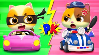 baby learns vehicles with daddy police car colors song kids song meowmi family show