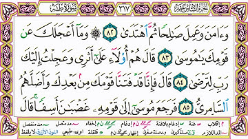 القرآن الكريم مقسم صفحات | الشيخ حاتم فريد | سورة طـه | صفحة 317 مكتوبة | مصحف التجويد الملون