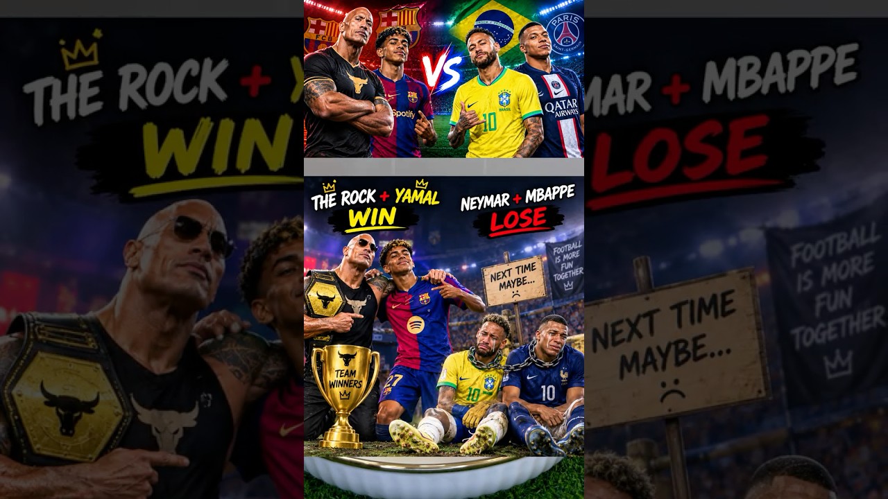 The Rock & Lamine Yamal vs Neymar & Mbappe 🔥⚽ | Epic Team Battle #soccer #worldcup #fifa