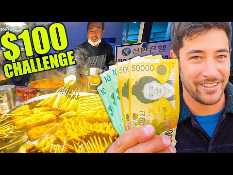 $100 Korean Street Food Challenge!! CRAZY Night Market + HANWOO BEEF BBQ in Seoul!