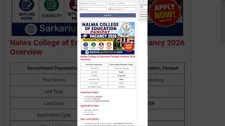 Nalwa College of Education Panipat Vacancy 2026 – Various Non-Teaching Posts Offline Form #vacancy
