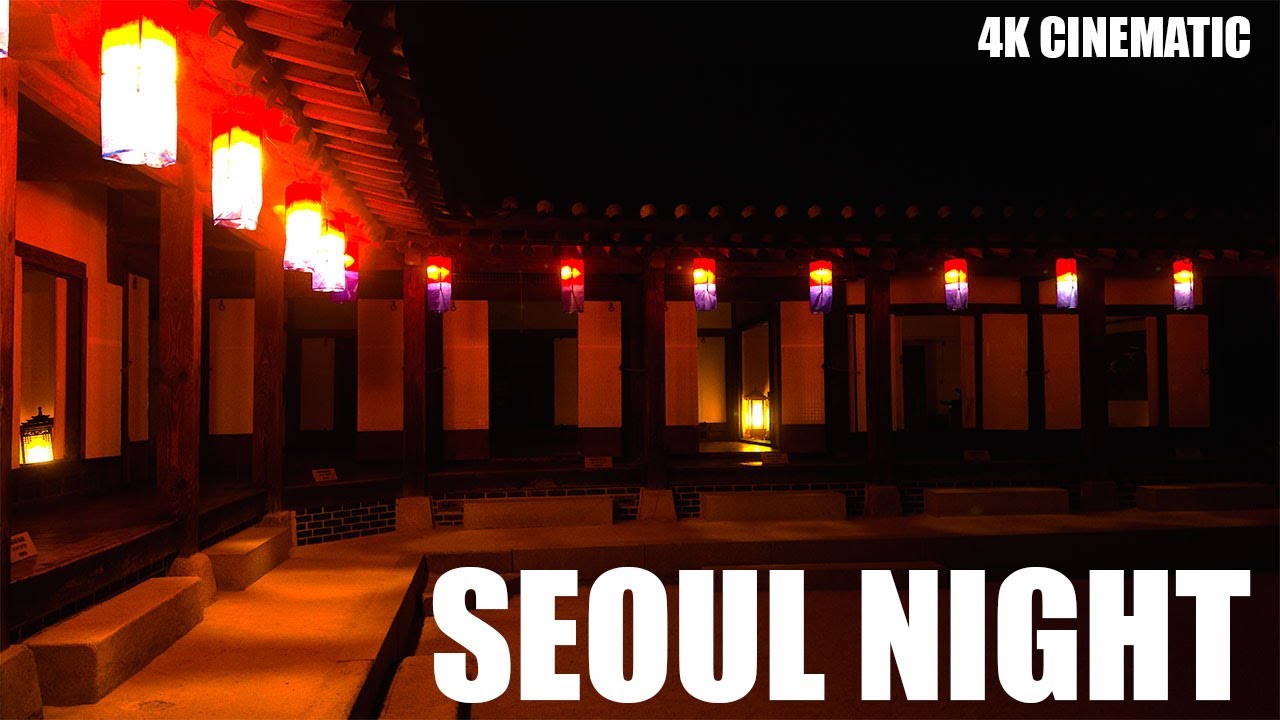 [4K Cinematic] Seoul's Serene Night: Namsangol Hanok Village