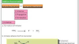 Polymer Chemistry-Anionic mechanism in addition polymerisation- Engineering chemistry-1