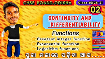 Continuity and Differentiability||Class- 12||chse odisha||Important functions||Lec-02||by bachan sir
