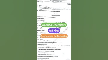 applied chemistry 1st semester polytechnic previous year question paper | #shorts #bteup #upbte