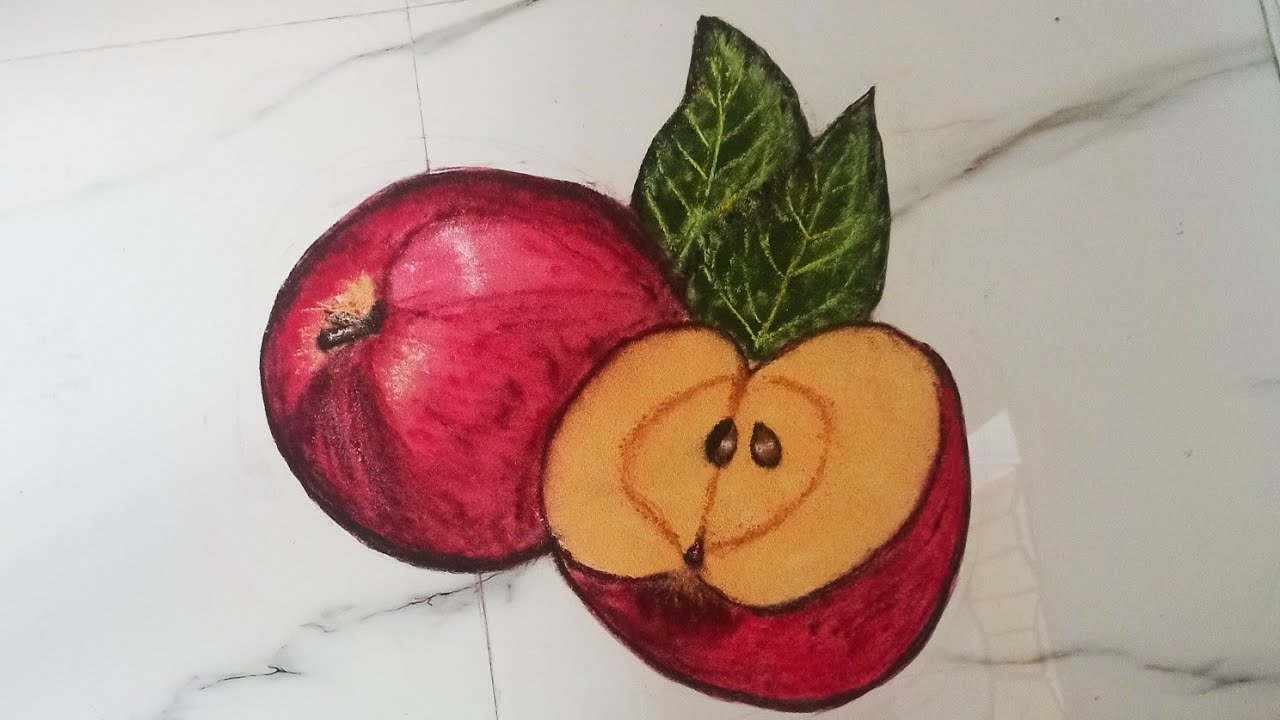 How to draw an apple with rangoli | realistic art | hyper realistic ...