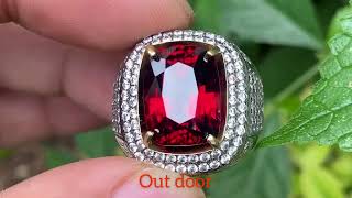 Natural Garnet Rhodolite 12.06ct Flawless Fully Luster Siang malam imperial Glitter Luster Red Color Memo KGLAB