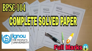 BPSC 104।IGNOU ASSIGNMENT।BAPSH।2020-2021 Session ।