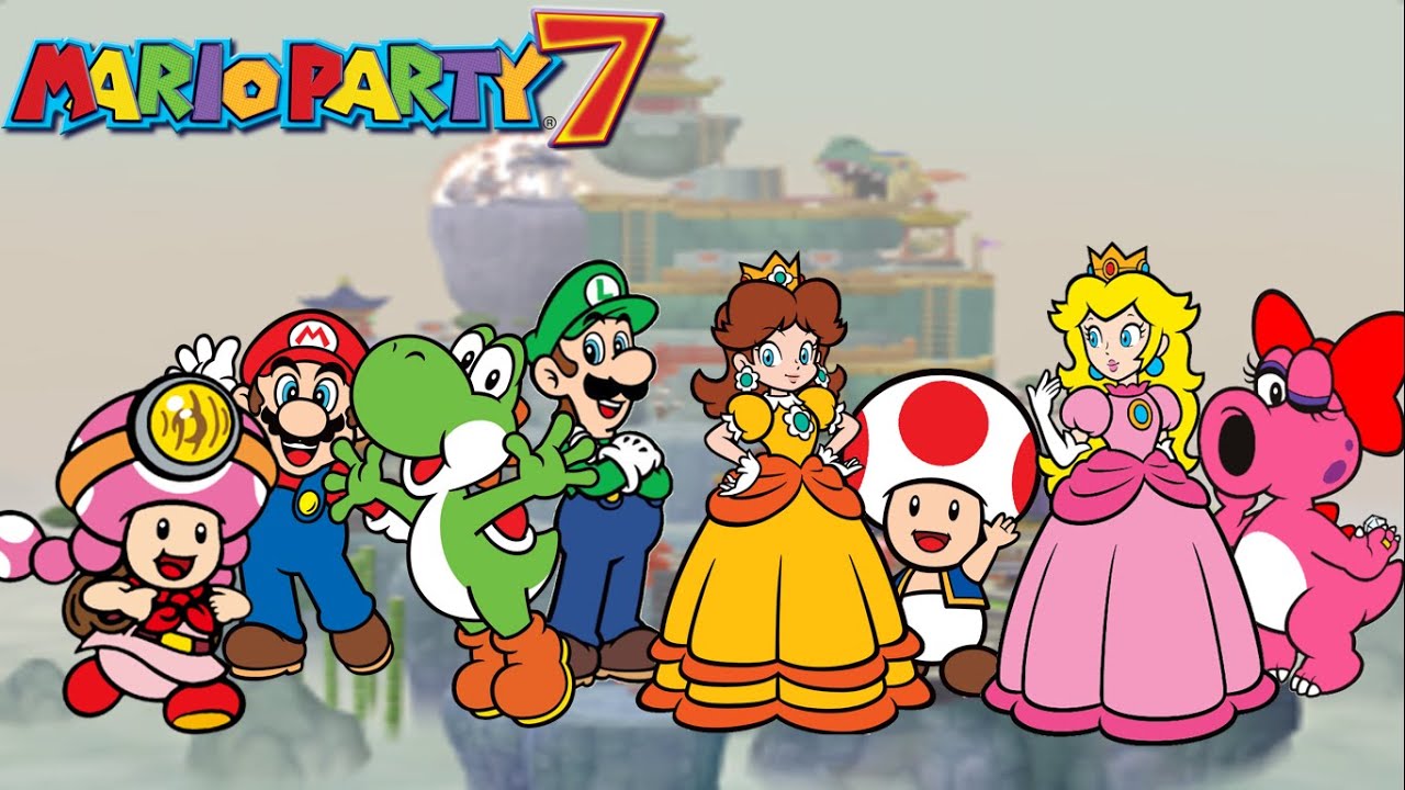 Mario Party 7 - Marionettes vs Green Machine vs Bloomy Shroomy vs Pink Superpowers - Pagoda Peak