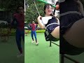 When spiderman helps his girlfriend push the swing shorts