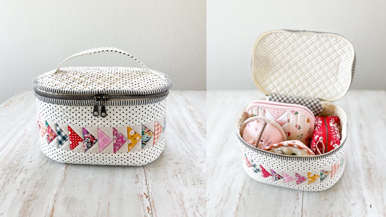 How to turn Flying Geese Basket into a Case | DIY Storage Organizer | Sewing Case