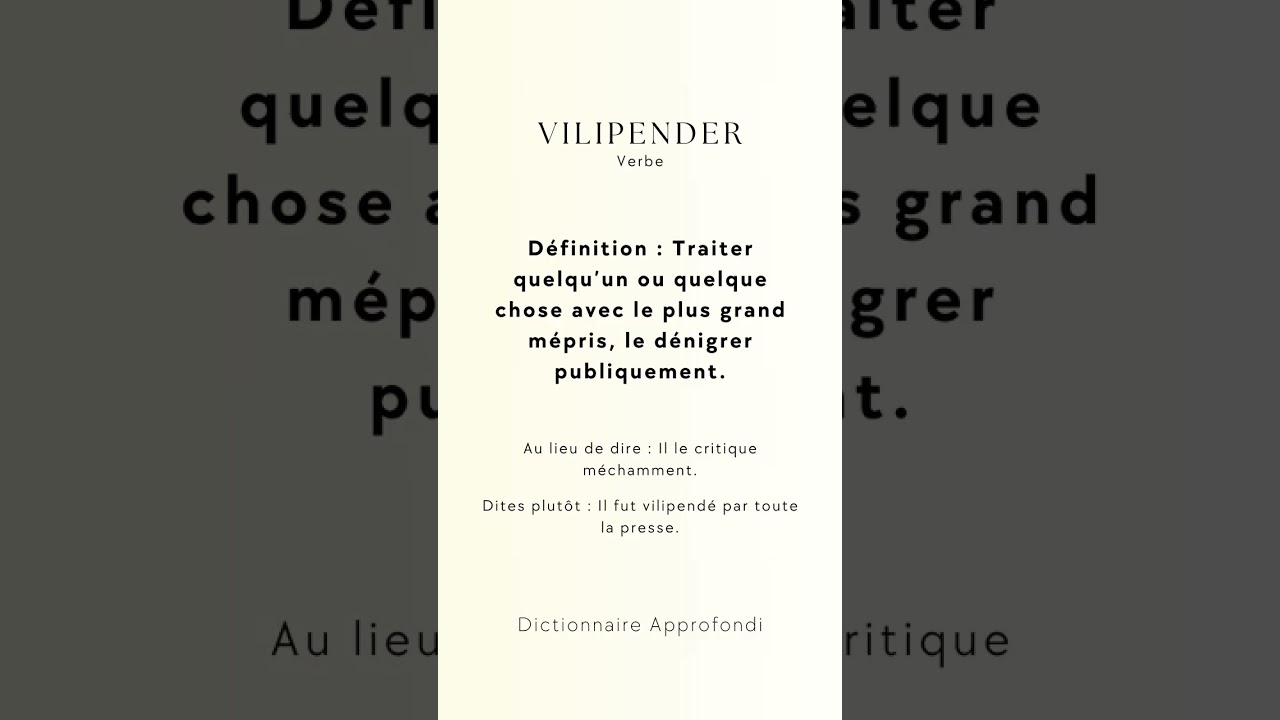 Vilipender,"Issu du latin médiéval « vilipendere », composé de « vilis » signifiant «...