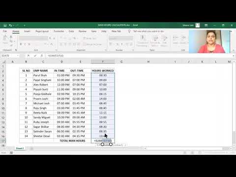 How to calculate Total Man Hours in Excel