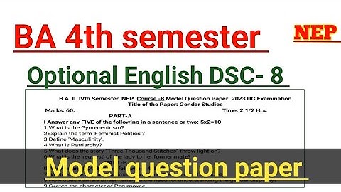 BA 4th semester optional English DSC 8 | RCUB | model question paper | NEP |
