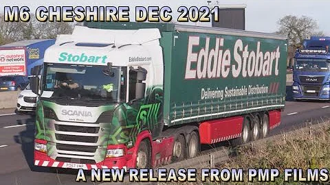 TRUCKS ON THE M6 MOTORWAY PLUMLEY CHESHIRE DEC 202...