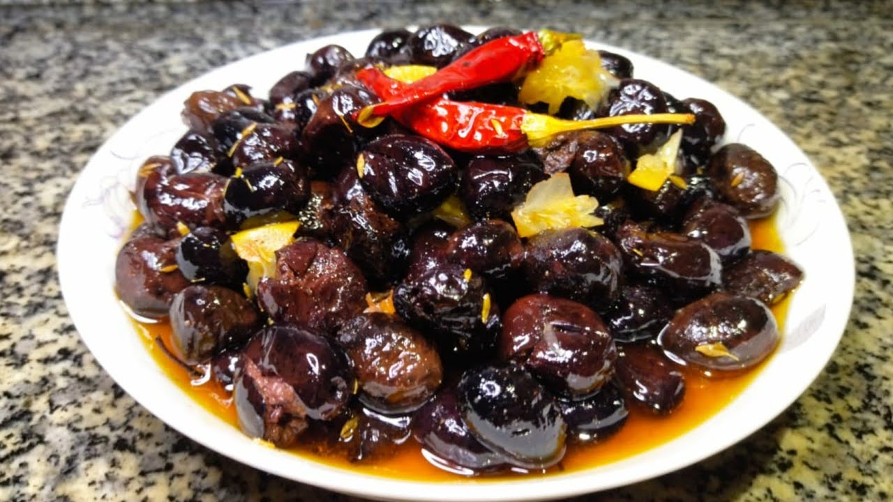 الزيتون الأسود مشرمل بطريقة صحية من الذ مايكون علي طريقة الشمالية /marinated olives