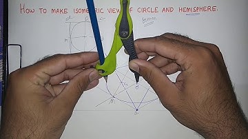 Isometric view of circle and hemisphere and sphere