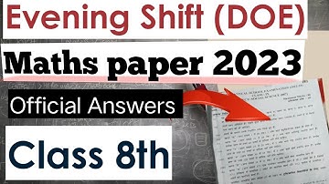 class 8 maths paper solution 2023 /10/03/2023 evening shift/ mathmatics question paper answers 2023
