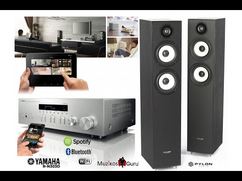 Stereo reciver Yamaha R-N303D with Pylon Audio Pearl 25 floor standing speakers