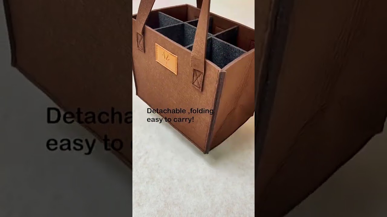2 3 4 6 Bottle shopping felt Wine Carrier Tote Bag reusable and durable felt wine bag