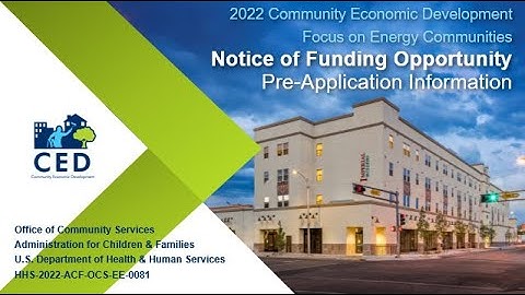 2022 CED Focus on Energy Communities Notice of Funding Opportunity Pre-Application Presentation