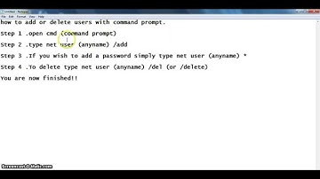 How to add or delete user accounts on windows 7 using Command Prompt